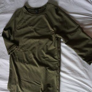 Cotton T-shirt Dress | Mid Sleeve | Dark Green